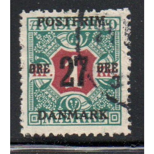 Denmark Sc 154 1918 27 ore overprint om 1 Kr Newspaper stamp used