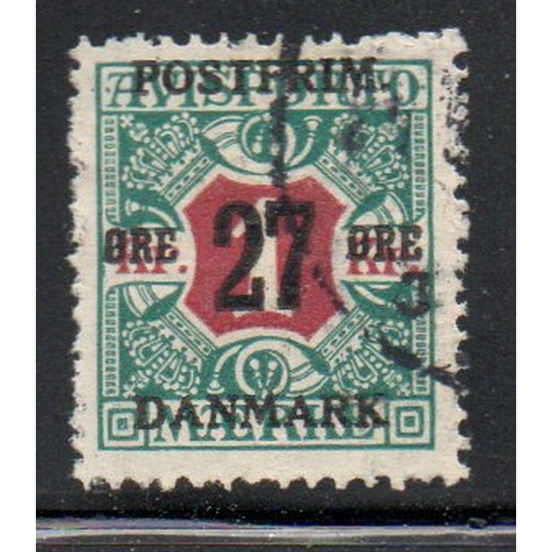 Denmark Sc 154 1918 27 ore overprint om 1 Kr Newspaper stamp used