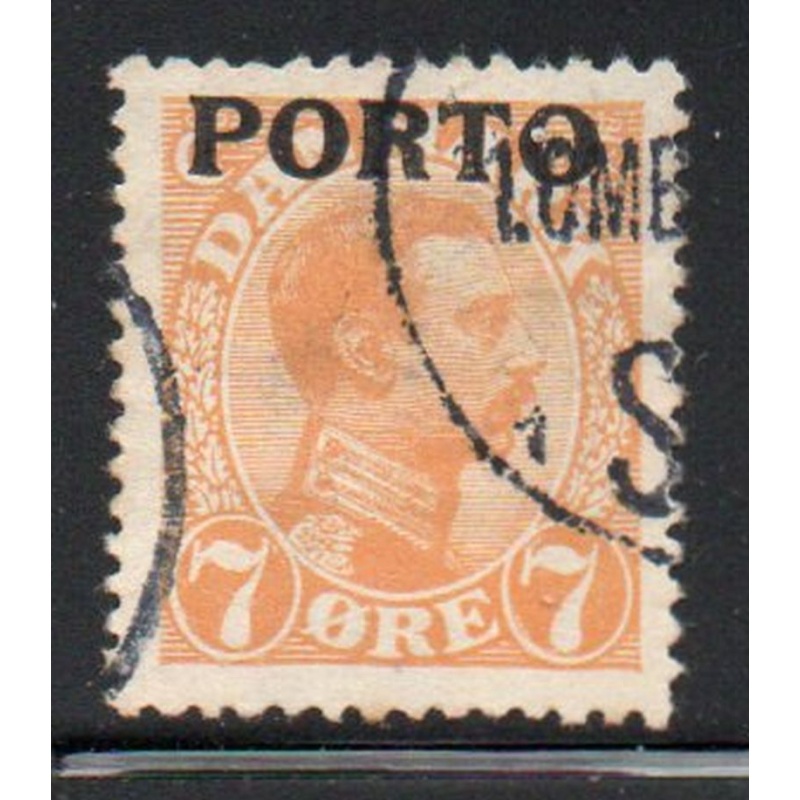 Denmark Sc J3 1921 7 ore Christian X overprinted PORTO stamp  used
