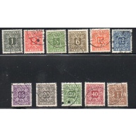 Denmark Sc J25-J37 1934-5 Postage Due stamp set  used