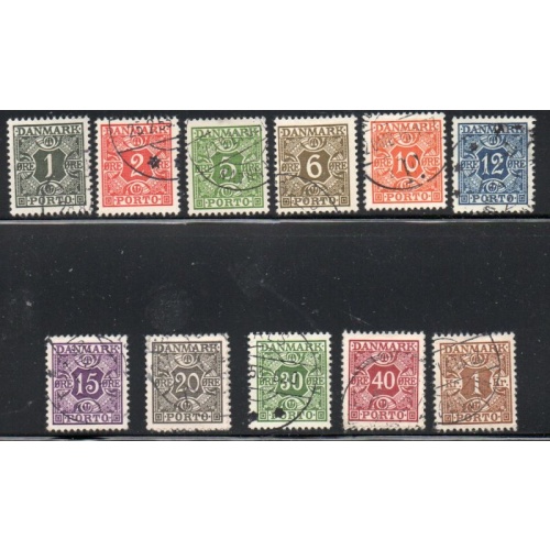 Denmark Sc J25-J37 1934-5 Postage Due stamp set  used