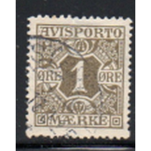 Denmark Sc P1 1914 1 ore olive gray Newspaper stamp used