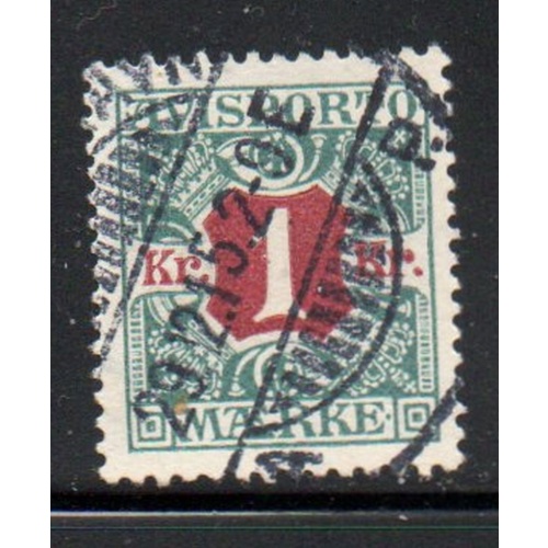 Denmark Sc P20 1914 1 kr blue green & maroon Newspaper stamp used