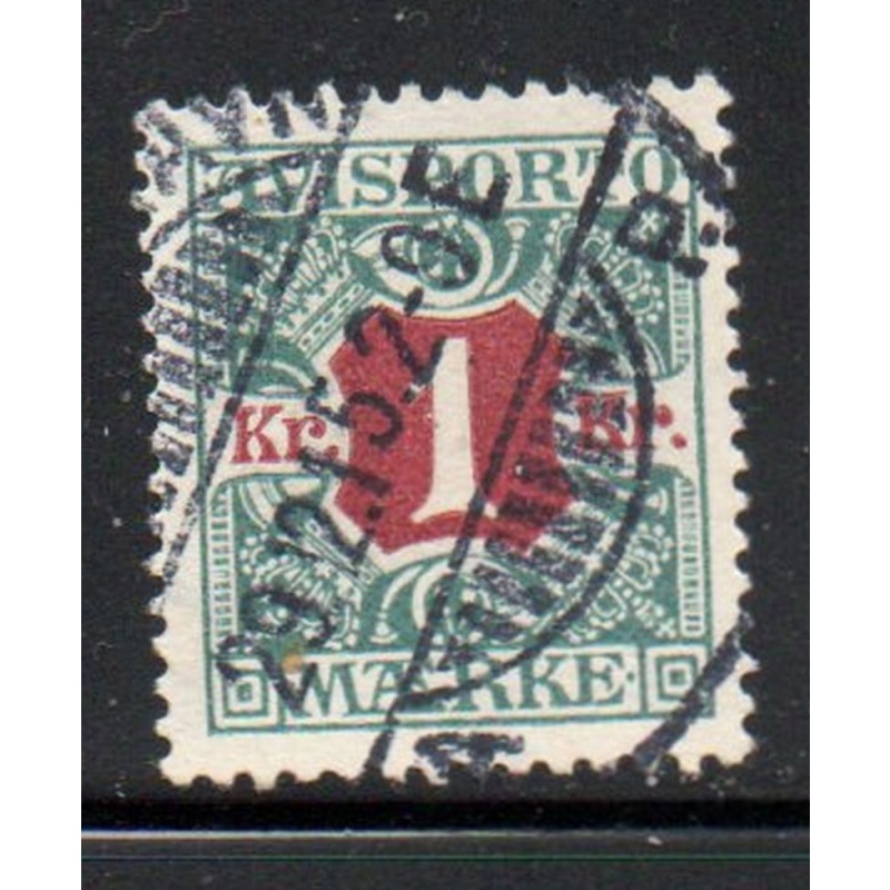 Denmark Sc P20 1914 1 kr blue green & maroon Newspaper stamp used