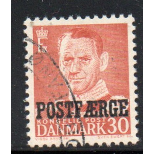 Denmark Sc Q36 1954 30 ore KIng POSTFAERGE overprint postal ferry stamp used