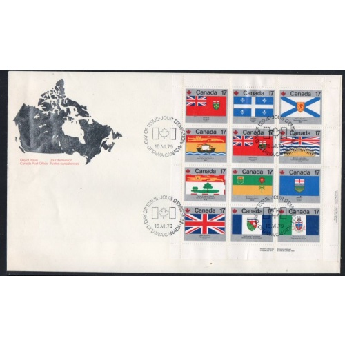Canada Sc 821-832 Provincial Flags Canada Day sheet on First Day Cover