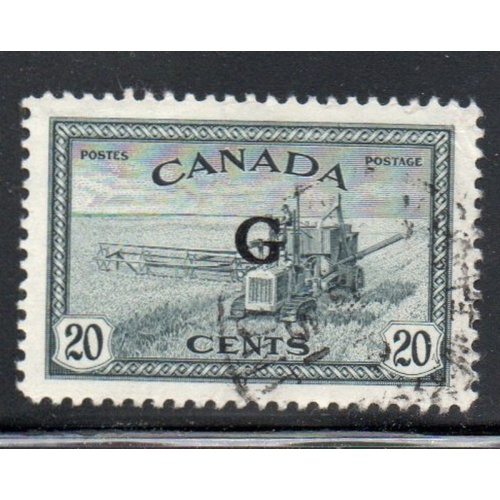 Canada Sc O23 1950 20 c Combine with G overprint  Official stamp used