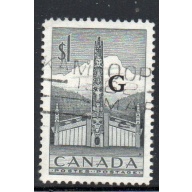 Canada Sc O32 1953 $1 Totem Pole with G overprint  Official stamp used