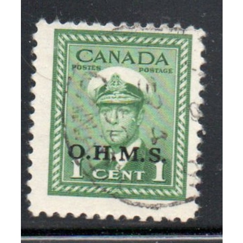 Canada Sc O1 1949 1 c G VI OHMS Official stamp used