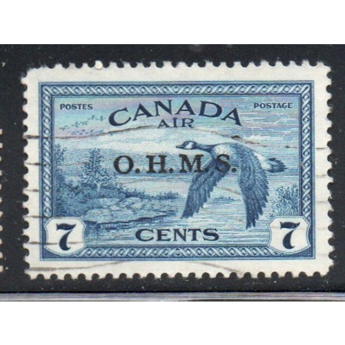 Canada Sc CO1 1946 7c Goose with O.H.M.S. overprint  Official stamp used