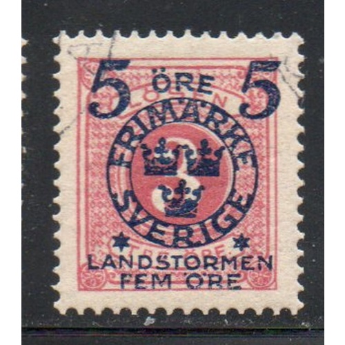 Sweden Sc B13 1916 5 + 5 Overprint on 3 ore Postage Due stamp used