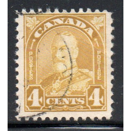 Canada Sc 168 1930 4 c Yellow G V arch issue stamp used