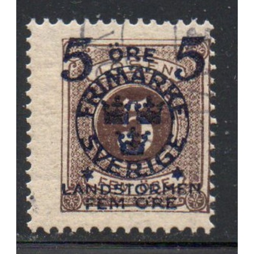 Sweden Sc B14 1916 5 + 5 Overprint on 5 ore Postage Due stamp used