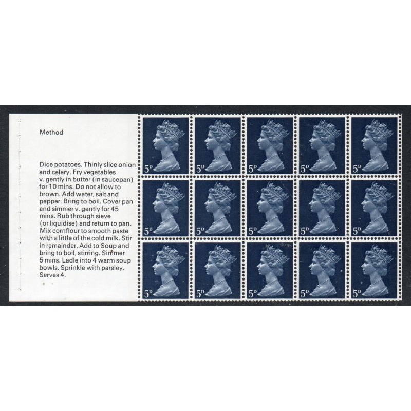 Great Britain Scott MH8c 5d booklet pane Soup Recipe stamp mint NH
