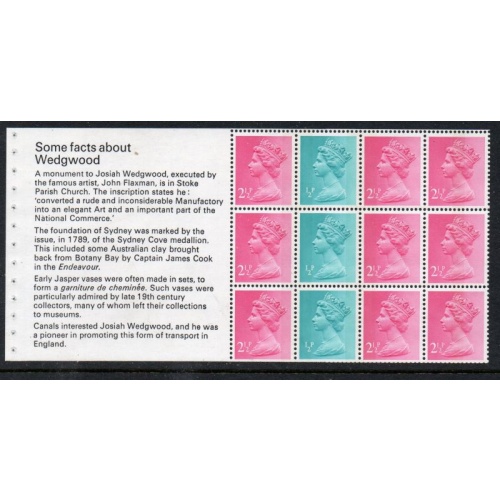 Great Britain Scott MH34a 1972 QE II Machin Wedgwood Booklet pane mint NH