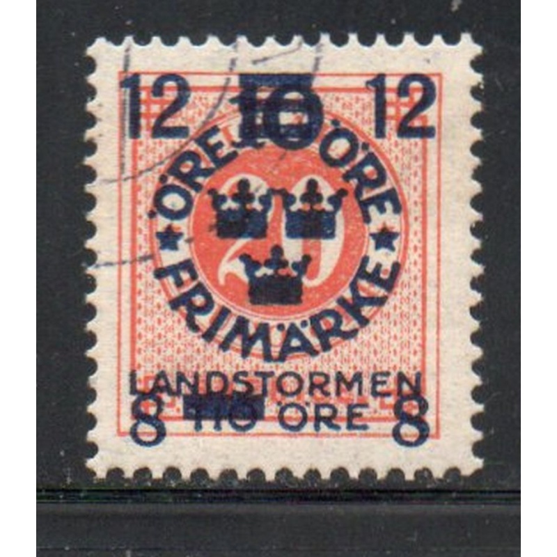 Sweden Sc B27 1918 12 + 8 Overprint on 20 ore  stamp used