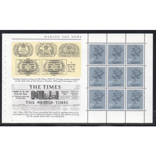 Great Britain Scott  MH97b 1985 QE II  Machin Head booklet pane mint NH