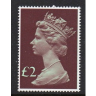 Great Britain Scott MH175 1977 £2 red brown & pale yellow green QE II Machin Head stamp mint NH