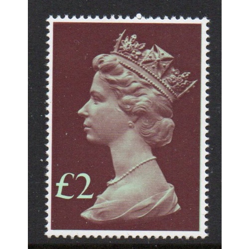 Great Britain Scott MH175 1977 £2 red brown & pale yellow green QE II Machin Head stamp mint NH