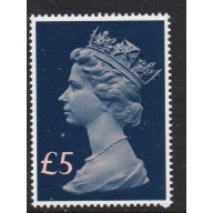 Great Britain Scott MH176 1977 £5 dark blue & pink QE II Machin Head stamp mint NH
