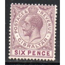Gibraltar Sc 82 1921 6 d dull violet & red violet George V stamp mint
