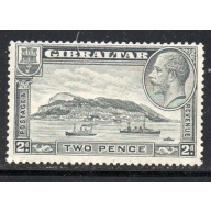 Gibraltar Sc 98 1932 2 d gray George V, Rock & ships stamp mint