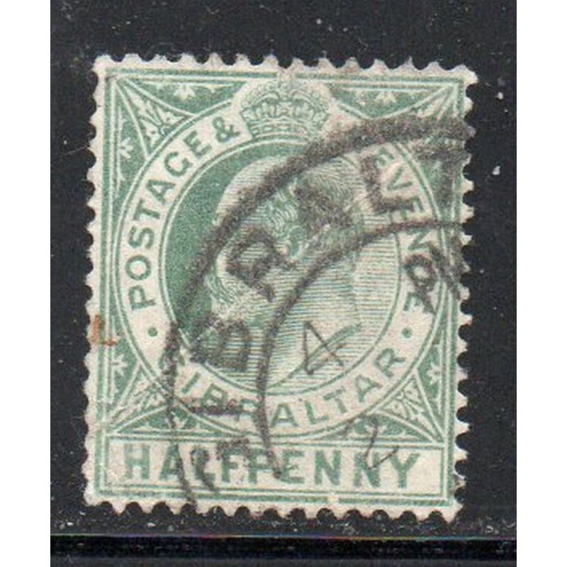 Gibraltar Sc 49 1907 1/d blue green Edward VII stamp used