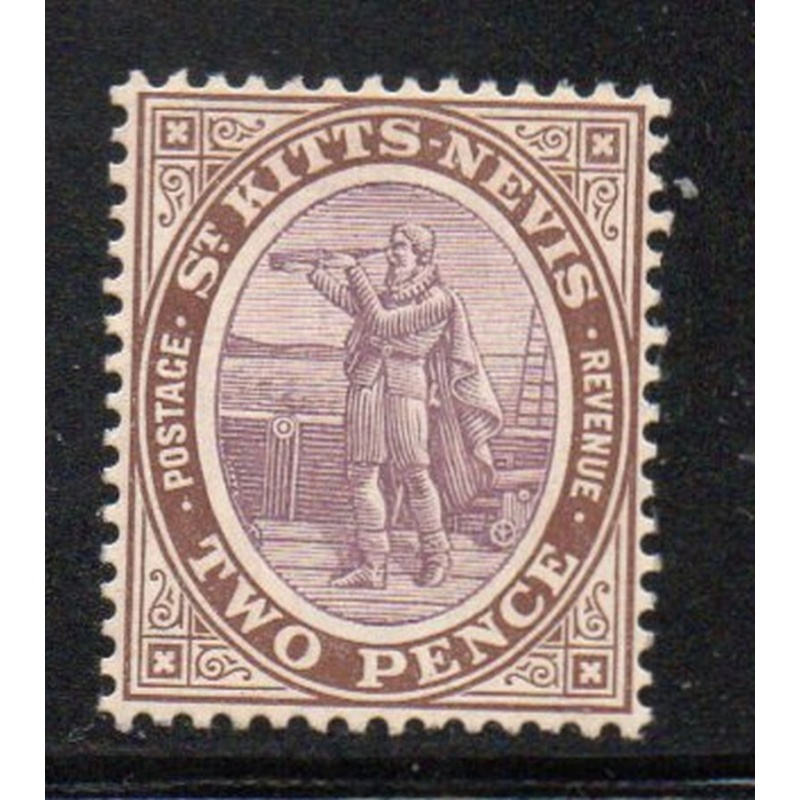 St Kitts-Nevis Sc 3 1903 2 d Columbus Looking for Land stamp mint