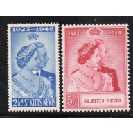 St Kitts-Nevis Sc 93-94 1949 Silver Wedding Anniversary G VI mint