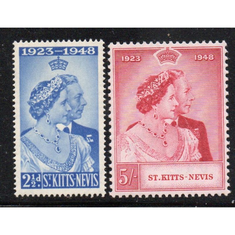 St Kitts-Nevis Sc 93-94 1949 Silver Wedding Anniversary G VI mint