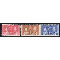 Leeward Islands Sc 100-102 1937 Coronation George VI stamp set mint