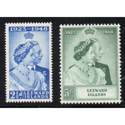 Leeward Islands Sc 118-119 1949 Silver Wedding Anniversary George VI stamp set mint
