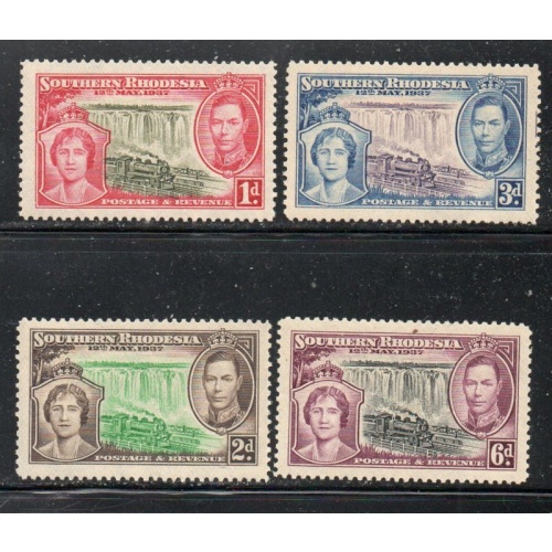 Southern Rhodesia Sc 38-41 1937 Coronation G VI stamp set mint