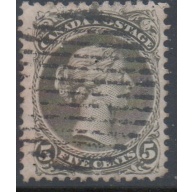 Canada  Sc 26 1875 5 cent olive green Queen Victoria stamp used