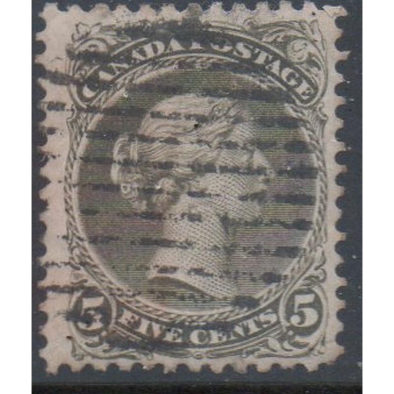 Canada  Sc 26 1875 5 cent olive green Queen Victoria stamp used