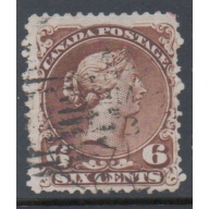 Canada  Sc 27a 1868 6c yellow brown Queen Victoria stamp used