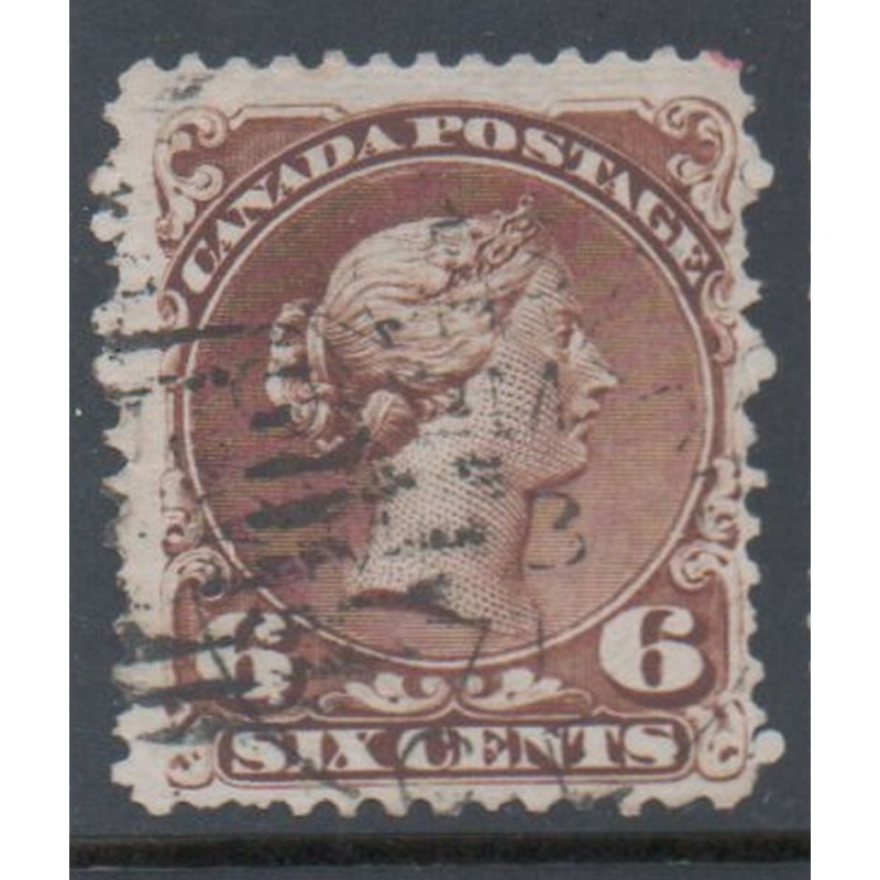 Canada  Sc 27a 1868 6c yellow brown Queen Victoria stamp used