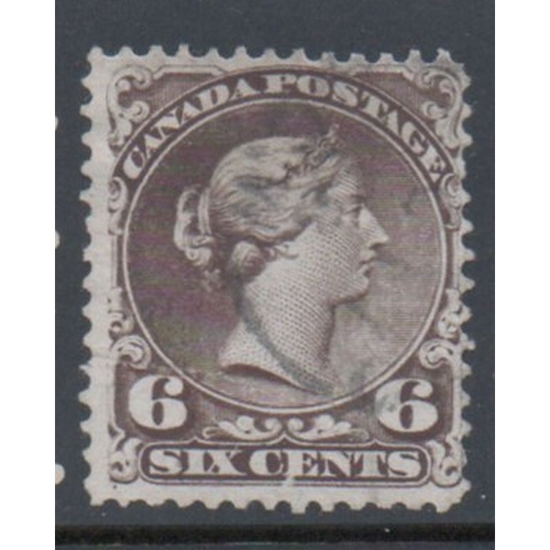 Canada  Sc 27 1868 6c dark brown Queen Victoria stamp used