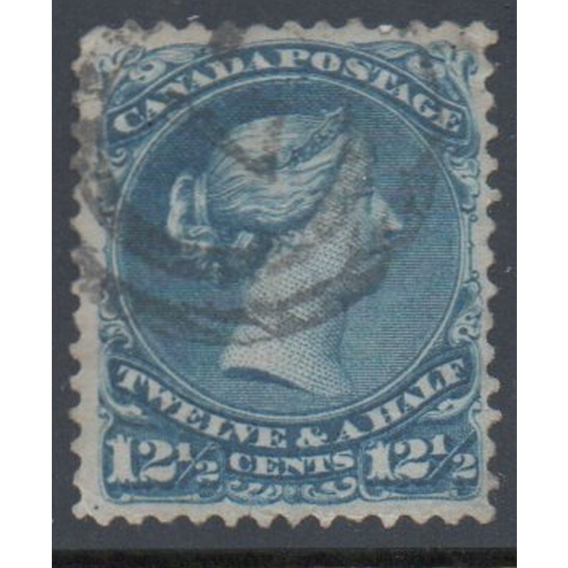 Canada  Sc 28 1868 12 1/2 c blue Queen Victoria stamp used