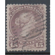 Canada  Sc 29 15c gray violet large Queen Victoria stamp used