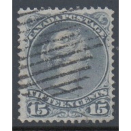 Canada  Sc 30 15c gray  large Queen Victoria stamp used