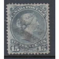 Canada  Sc 30 15c gray  large Queen Victoria stamp used