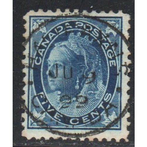 Canada Sc 70 1897 5 c dark blue  Victoria Maple Leaf issue stamp used