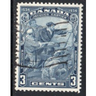Canada Sc 208 1934 3 c blue Jacques Cartier stamp used