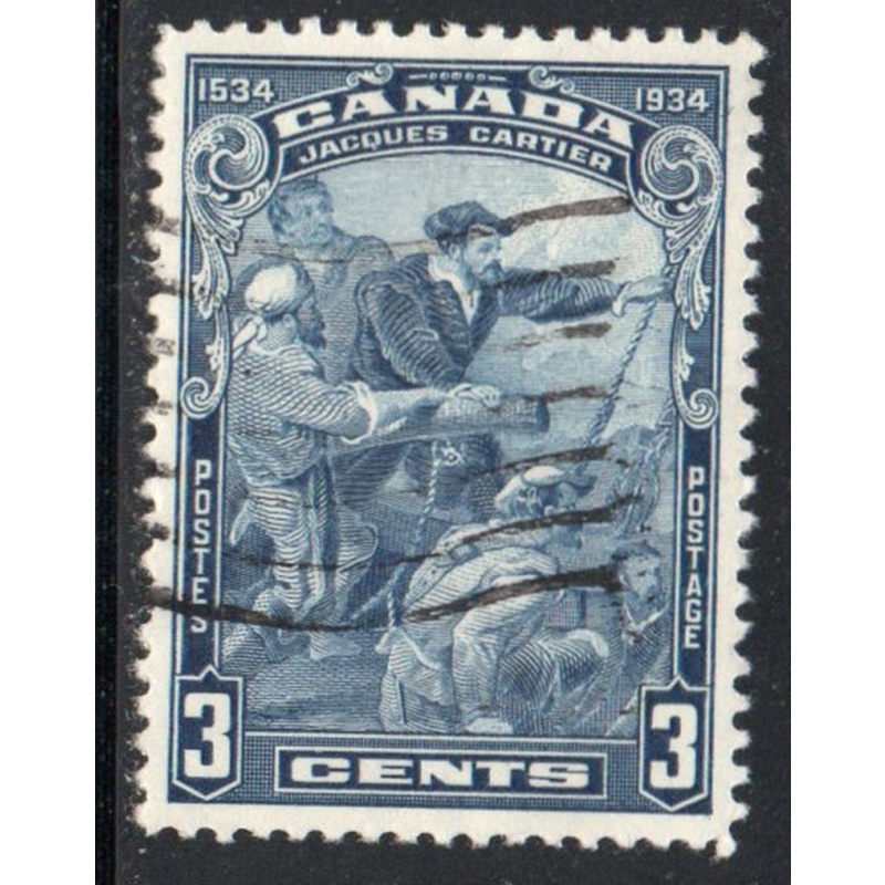Canada Sc 208 1934 3 c blue Jacques Cartier stamp used
