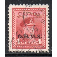Canada Sc O4 1949 5 c G VI OHMS Official stamp used