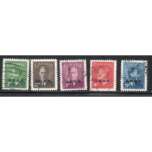 Canada Sc O12-O15A 1950 George VI OHMS Official stamp set used