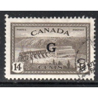 Canada Sc O22 1950 14 c Hydro stamp with  G overprint for Official used used