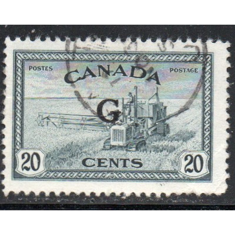 Canada Sc O23 1950 20 c Combine  stamp with  G overprint for Official used used