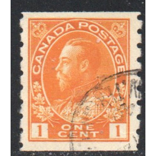 Canada Sc 126 1923 1 c orange yellow G V coil stamp used
